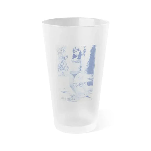 Gila Golan #70 - 7x10 B&W Full Body 2-Piece Bikini Pin-Up Page in Blue Tint from 60's Japanese Mag. Page (Vintage Female Icon) Frosted Pint Glass 16oz 16oz Frosted - Go Mug Yourself