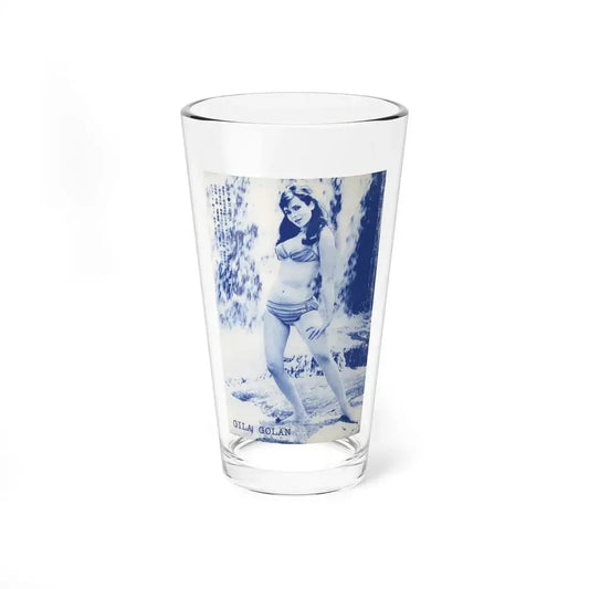 Gila Golan #70 - 7x10 B&W Full Body 2-Piece Bikini Pin-Up Page in Blue Tint from 60's Japanese Mag. Page (Vintage Female Icon) Pint Glass 16oz 16oz - Go Mug Yourself