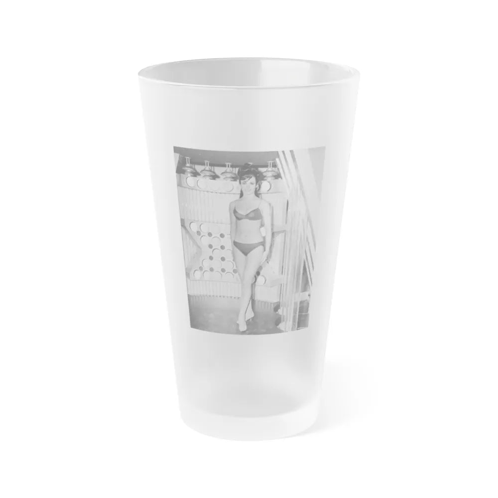 Gila Golan #90 - Our Man Flint '66 B&W Cheesecake Promo Photo (Vintage Female Icon) Frosted Pint Glass 16oz-16oz-Frosted-Go Mug Yourself