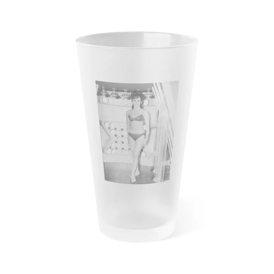 Gila Golan #90 - Our Man Flint '66 B&W Cheesecake Promo Photo (Vintage Female Icon) Frosted Pint Glass 16oz-16oz-Frosted-Go Mug Yourself