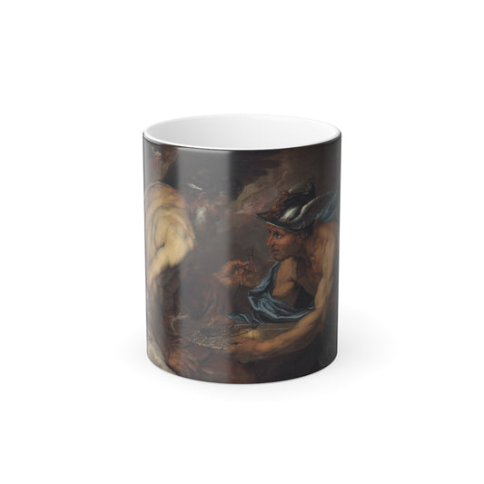 Giovanni Battista Langetti (1635-1676) Mercury presenting thunderbolts to Jupiter - Oil on Canvas - Color Changing Mug 11oz-11oz-Go Mug Yourself