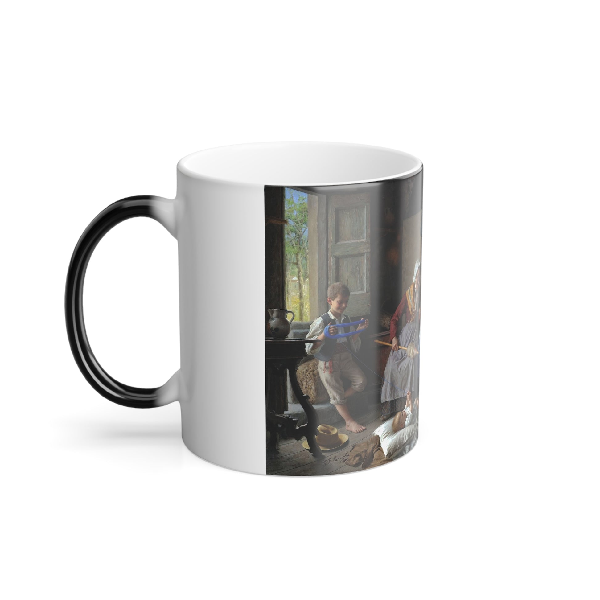 Giovanni Battista Torriglia (1858-1937) The Thread of Life - Oil on Canvas - Color Changing Mug 11oz-Go Mug Yourself