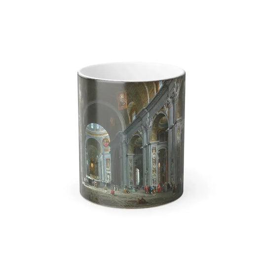 Giovanni Paolo Panini (1691-1765) Interior of Saint Peter's, Rome - Oil on Canvas - Color Changing Mug 11oz 11oz - Go Mug Yourself