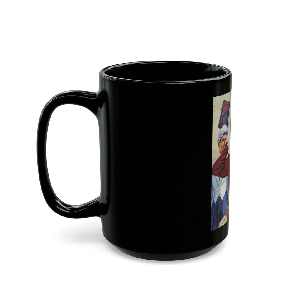 Girl and Airplane, advertisement - Black Coffee Mug-Go Mug Yourself