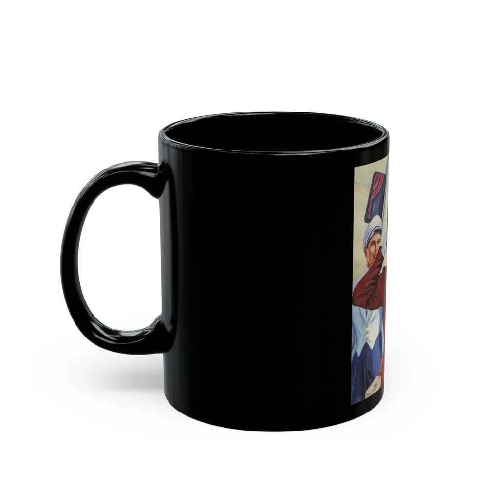 Girl and Airplane, advertisement - Black Coffee Mug-Go Mug Yourself