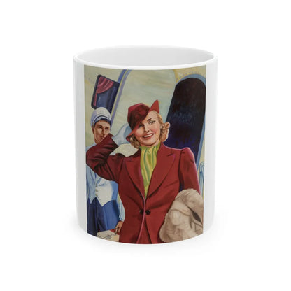 Girl and Airplane, advertisement - White Coffee Mug-11oz-Go Mug Yourself