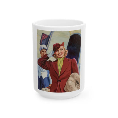 Girl and Airplane, advertisement - White Coffee Mug-15oz-Go Mug Yourself