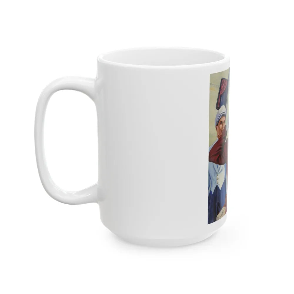 Girl and Airplane, advertisement - White Coffee Mug-Go Mug Yourself