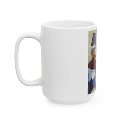 Girl and Airplane, advertisement - White Coffee Mug - Go Mug Yourself