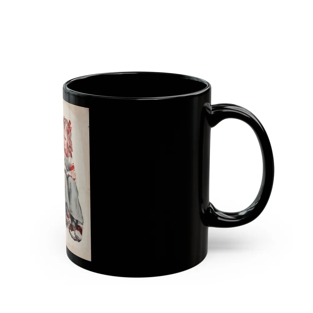 Girl and Terrier, 1939 - Black Coffee Mug-Go Mug Yourself