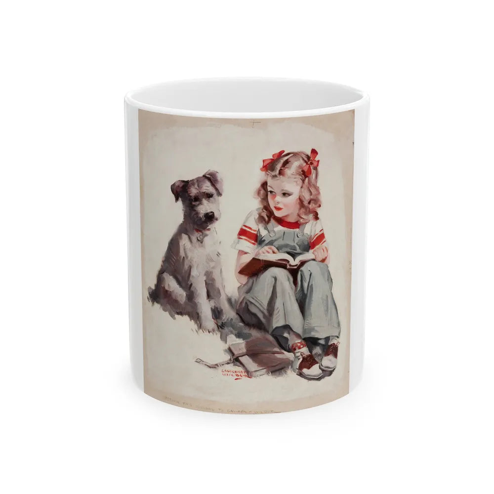 Girl and Terrier, 1939 - White Coffee Mug-11oz-Go Mug Yourself