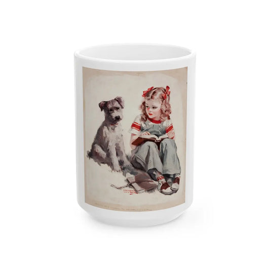 Girl and Terrier, 1939 - White Coffee Mug-15oz-Go Mug Yourself