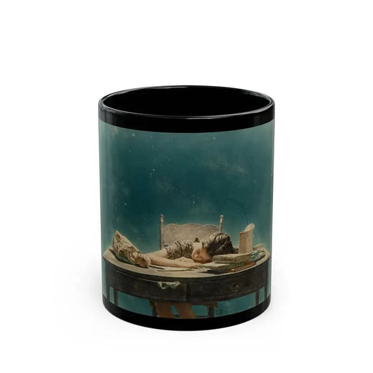 Girl Asleep at Desk - Black Coffee Mug 11oz - Go Mug Yourself