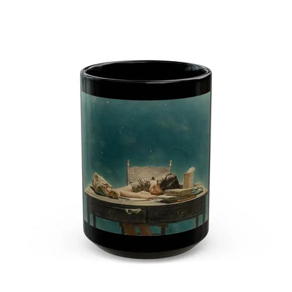 Girl Asleep at Desk - Black Coffee Mug 15oz - Go Mug Yourself