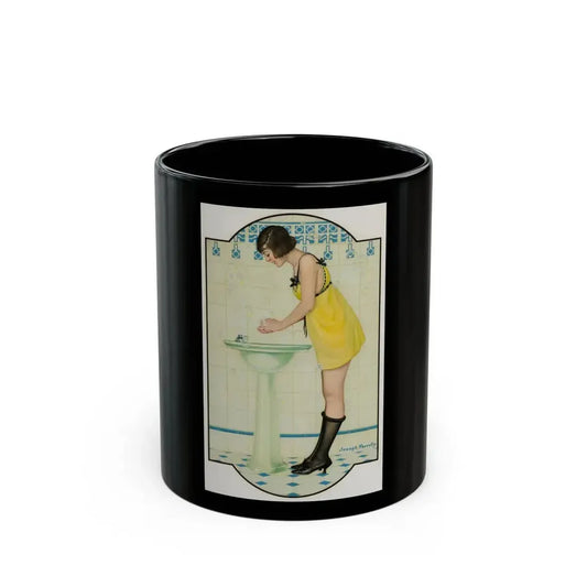 Girl at the Sink - Black Coffee Mug 11oz - Go Mug Yourself