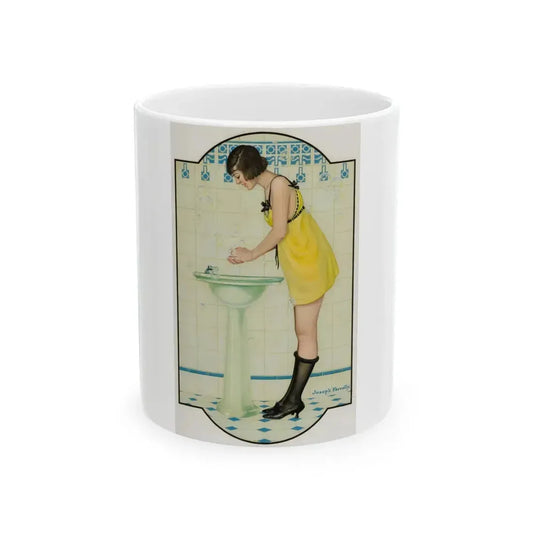 Girl at the Sink - White Coffee Mug 11oz - Go Mug Yourself