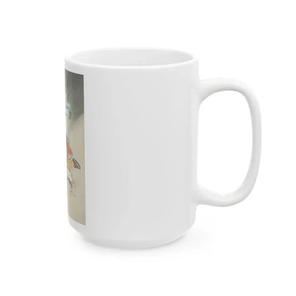 Girl Chasing Hat, Good Housekeeping magazine cover, March 1936 - White Coffee Mug - Go Mug Yourself