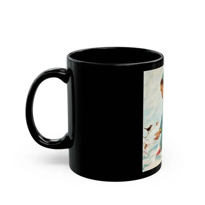 Girl Feeding a Canary, The American Weekly magazine cover, February 21, 1954 - Black Coffee Mug - Go Mug Yourself