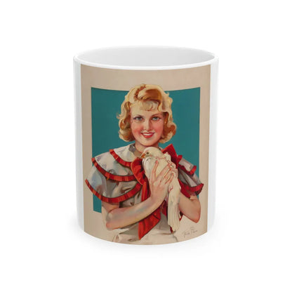 Girl Holding a Pigeon - White Coffee Mug-11oz-Go Mug Yourself