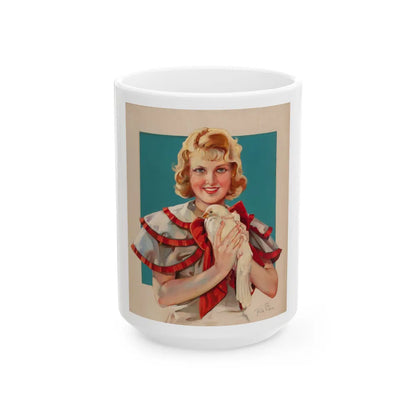 Girl Holding a Pigeon - White Coffee Mug-15oz-Go Mug Yourself