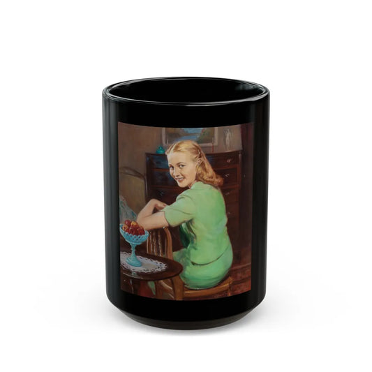 Girl in a Green Dress - Black Coffee Mug-15oz-Go Mug Yourself