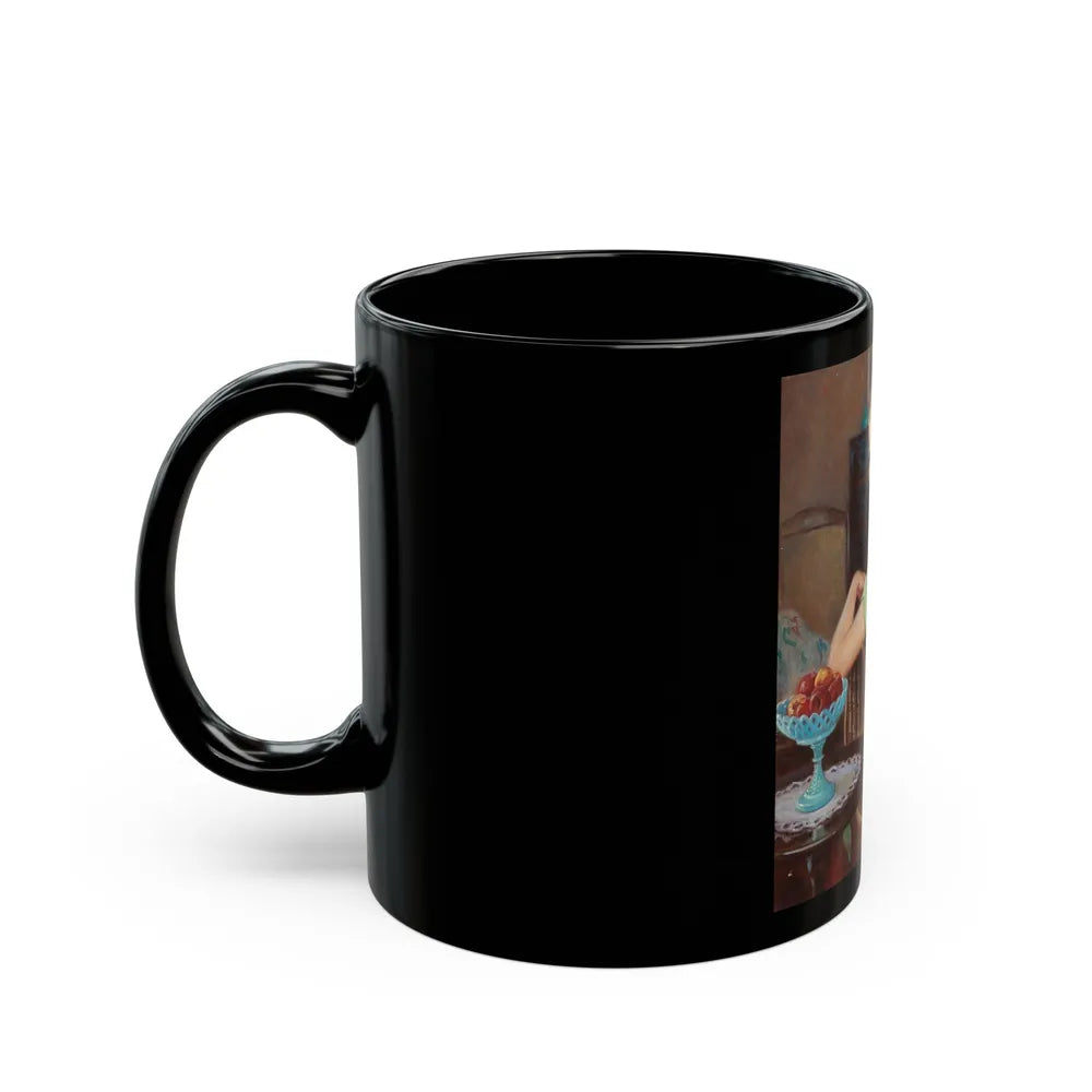 Girl in a Green Dress - Black Coffee Mug-Go Mug Yourself