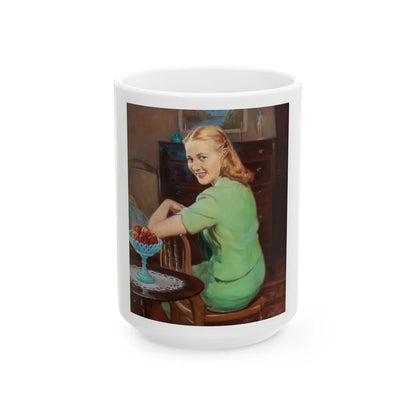 Girl in a Green Dress - White Coffee Mug-15oz-Go Mug Yourself