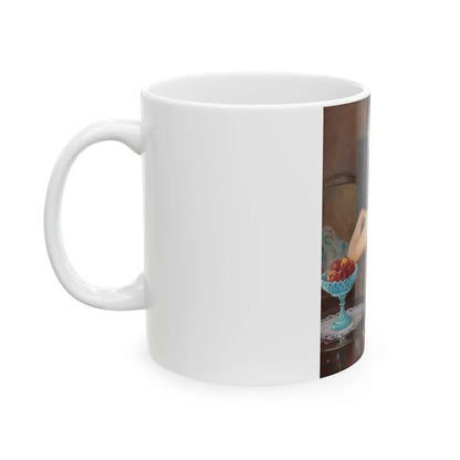 Girl in a Green Dress - White Coffee Mug-Go Mug Yourself