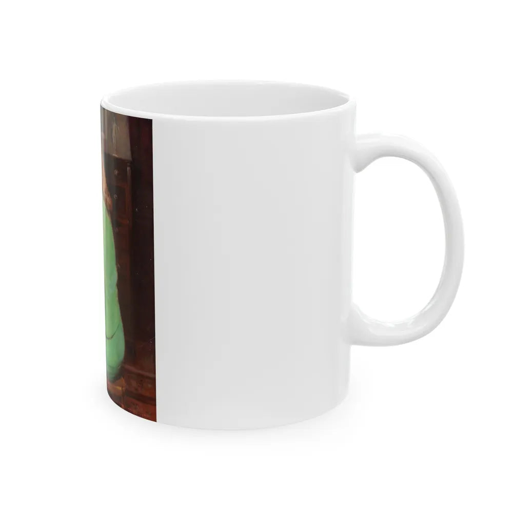 Girl in a Green Dress - White Coffee Mug-Go Mug Yourself