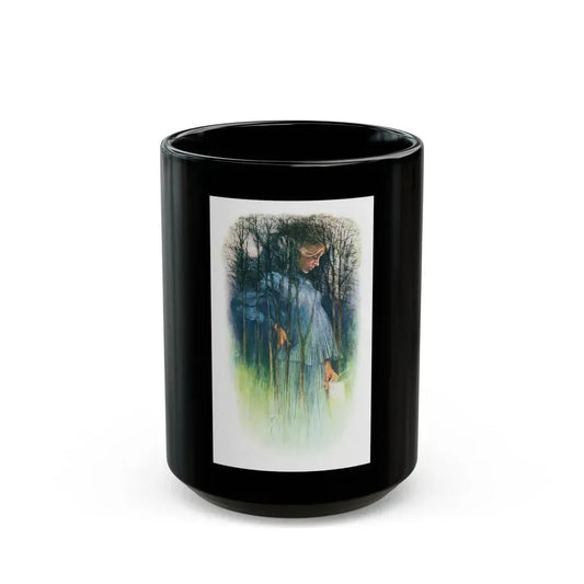 Girl In A Wood by Belinda Brett, Woman's Realm magazine, 1969 - Black Coffee Mug 15oz - Go Mug Yourself