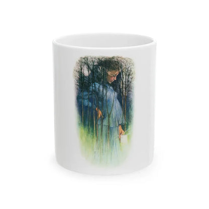 Girl In A Wood by Belinda Brett, Woman's Realm magazine, 1969 - White Coffee Mug 11oz - Go Mug Yourself