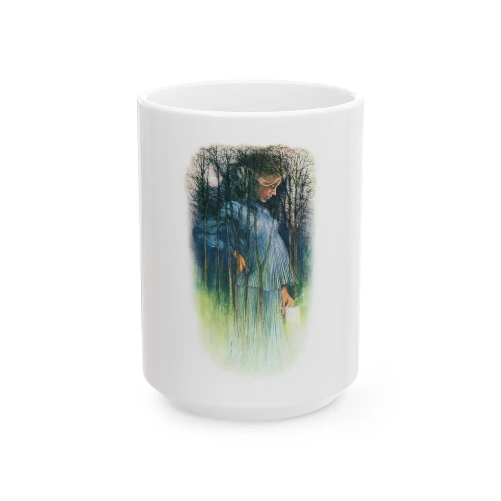 Girl In A Wood by Belinda Brett, Woman's Realm magazine, 1969 - White Coffee Mug-15oz-Go Mug Yourself