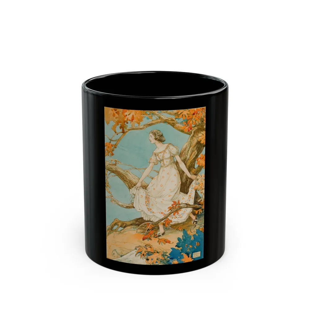 Girl in Autumn - Black Coffee Mug-11oz-Go Mug Yourself