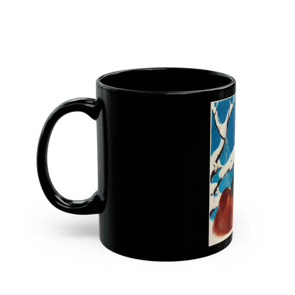 Girl in Winter, American Weekly cover illustration - Black Coffee Mug-Go Mug Yourself