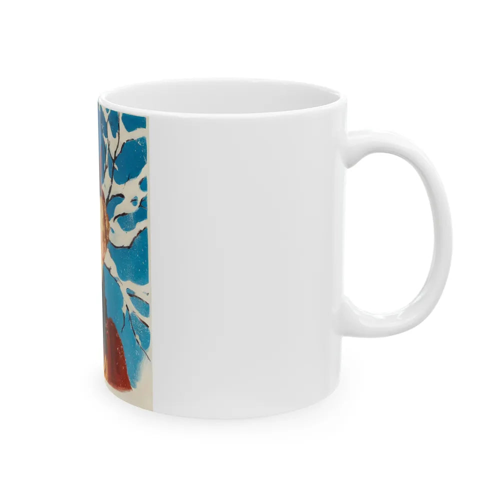 Girl in Winter, American Weekly cover illustration - White Coffee Mug-Go Mug Yourself