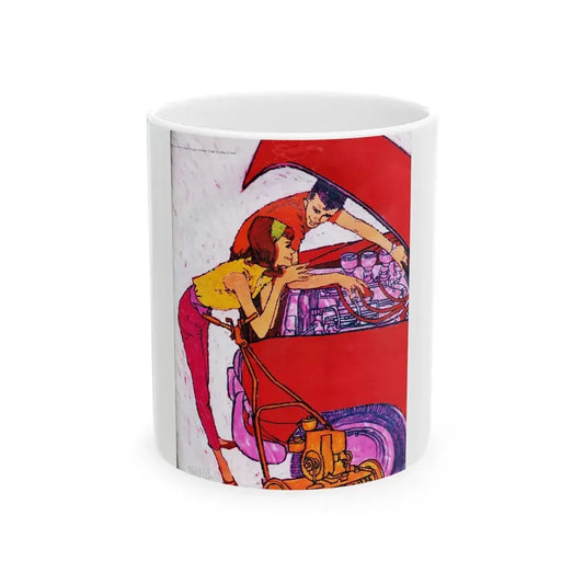 Girl on the Leopard Skin, Seventeen magazine, June 1959 - White Coffee Mug 11oz - Go Mug Yourself