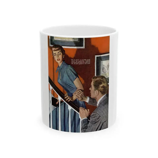 Girl On the Spot (Pt. 2), Redbook, April 1950 - White Coffee Mug 11oz - Go Mug Yourself