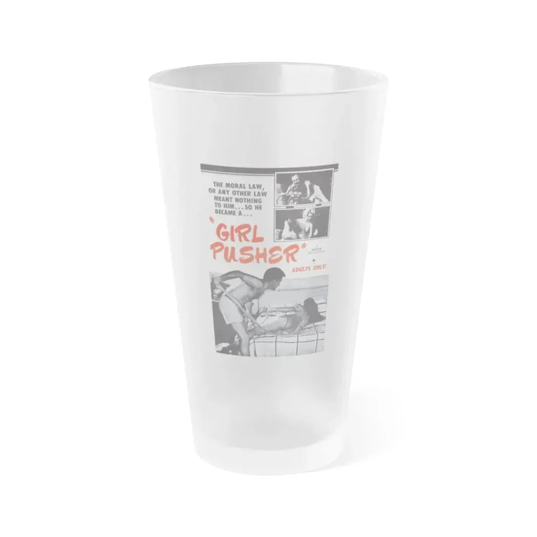 GIRL PUSHER 1968 Movie Poster - Frosted Pint Glass 16oz Default Title - Go Mug Yourself