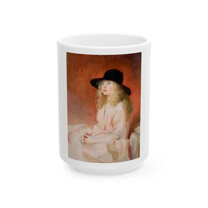 Girl with Black Hat, Art and Health magazine cover illustration, circa 1926 - White Coffee Mug 15oz - Go Mug Yourself