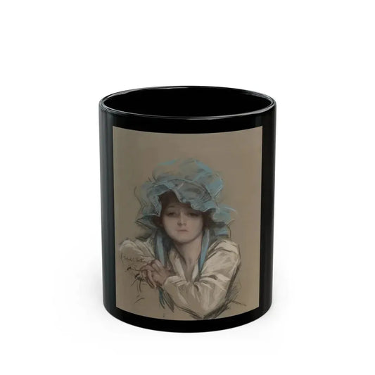 Girl with Blue Bonnet, Good Housekeeping magazine cover, July 1917 - Black Coffee Mug 11oz - Go Mug Yourself