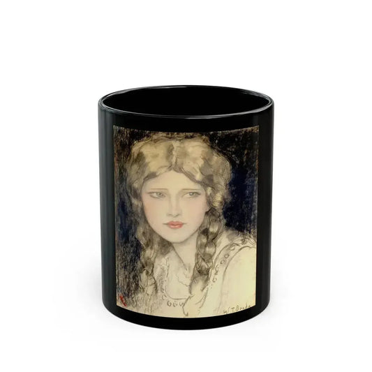 Girl with Braids, circa 1920 - Black Coffee Mug 11oz - Go Mug Yourself