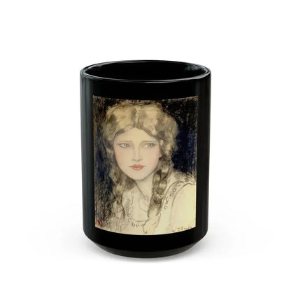 Girl with Braids, circa 1920 - Black Coffee Mug 15oz - Go Mug Yourself