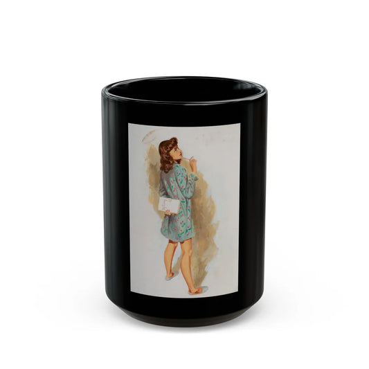 Girl With Diary, Esquire Magazine interior illustration, 1946 - Black Coffee Mug-15oz-Go Mug Yourself