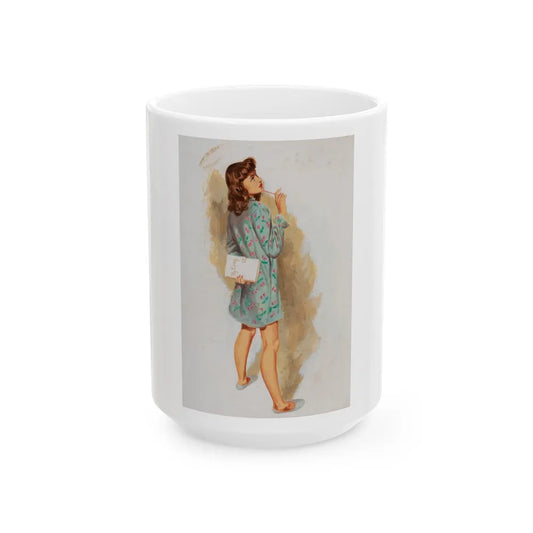 Girl With Diary, Esquire Magazine interior illustration, 1946 - White Coffee Mug-15oz-Go Mug Yourself