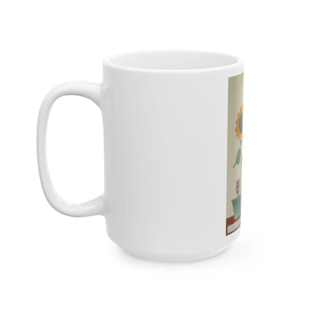 Girl with Flowers, magazine illustration - White Coffee Mug-Go Mug Yourself