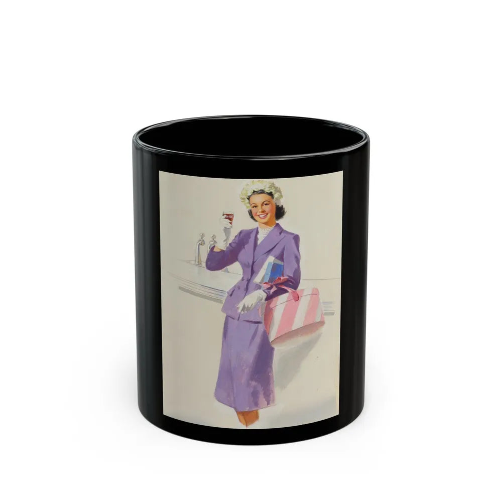 Girl with Hat Box, Coca-Cola advertisement - Black Coffee Mug-11oz-Go Mug Yourself