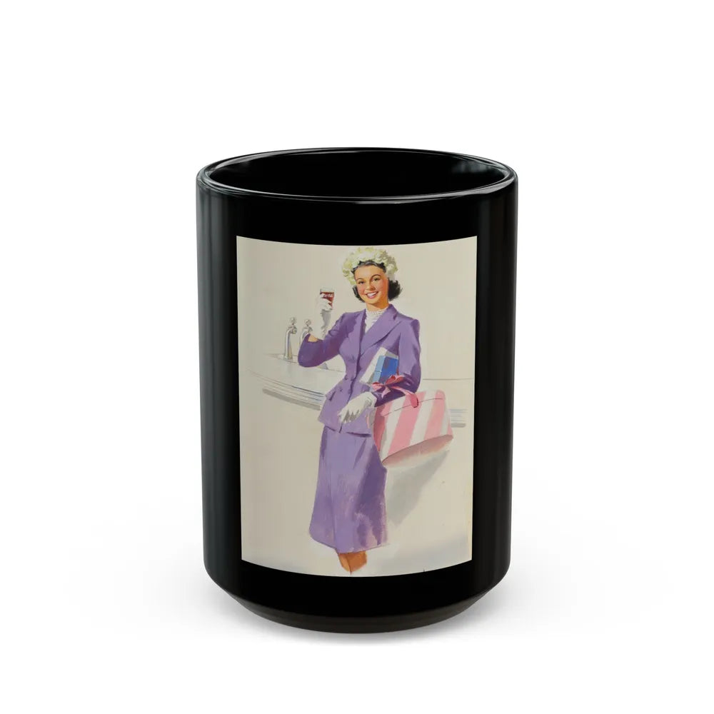 Girl with Hat Box, Coca-Cola advertisement - Black Coffee Mug-15oz-Go Mug Yourself