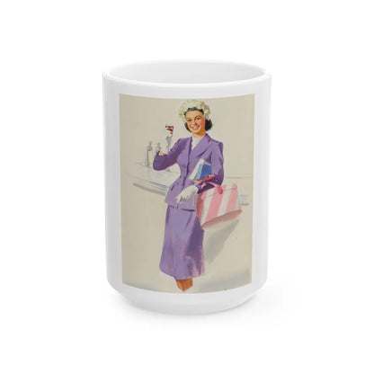 Girl with Hat Box, Coca-Cola advertisement - White Coffee Mug-15oz-Go Mug Yourself