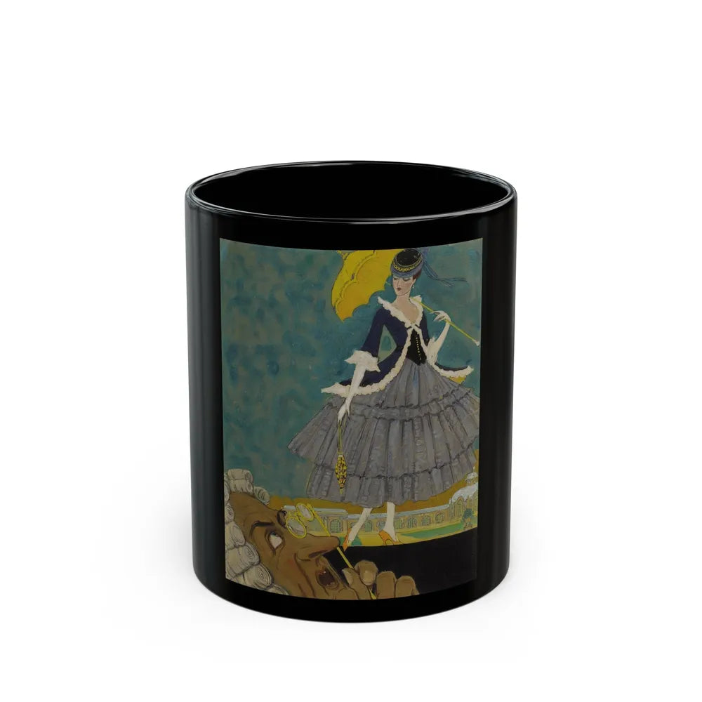 Girl with Parasol - Black Coffee Mug-11oz-Go Mug Yourself