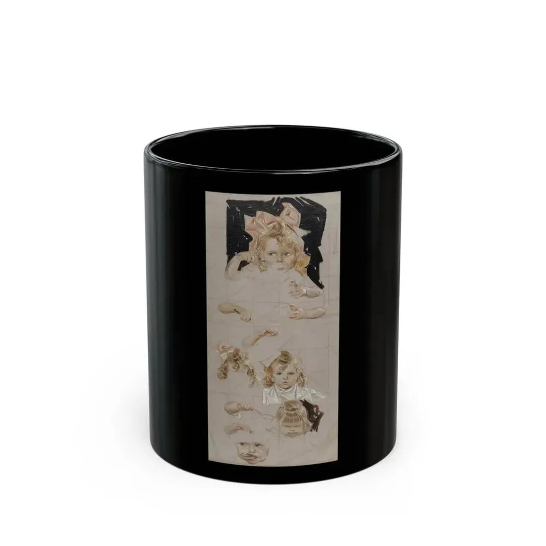 Girl with Pink Bow, Kellogg's Cereal advertisement study, 1916 - Black Coffee Mug 11oz - Go Mug Yourself